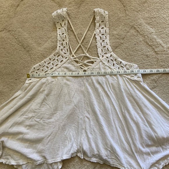 Free People White Tank Top With Criss Cross Detail - Picture 3 of 8